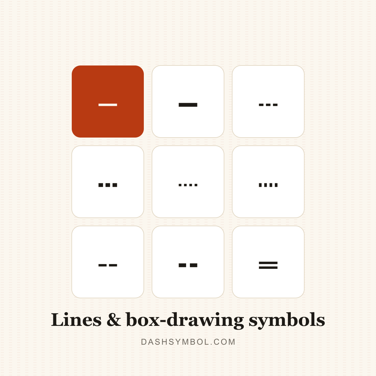Line Symbols poster — ─ (dashsymbol.com)